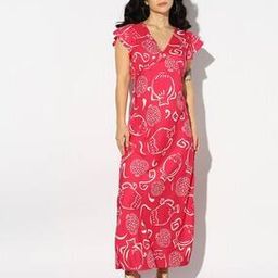 Printed V-Neck Ruffle Short Sleeve Dress-image-98
