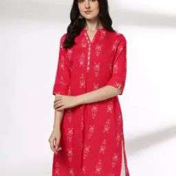 Women Floral Print Straight Kurta with Insert Pocket-image-71