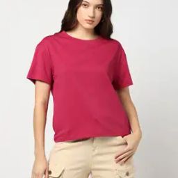 Women Regular Fit Crew-Neck Cotton T-Shirt-image-14