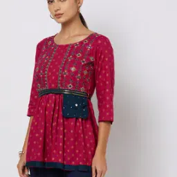 Ethnic Print Top with Waist Tie-Up-image-46