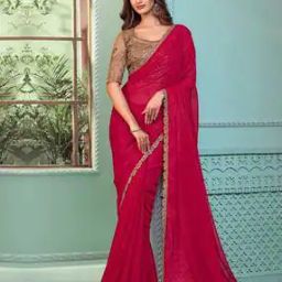 Women Georgette Saree with Lace Border-image-28