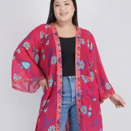 Women Floral Print Front-Open Shrug-18