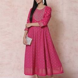 rangriti Women Foil Print Fit & Flare Dress-picture-49