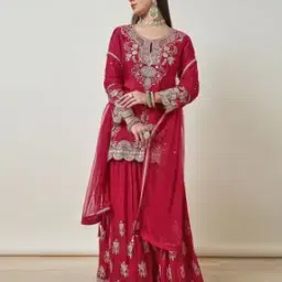 Women Embroidered Straight Kurta Suit Set-image-48