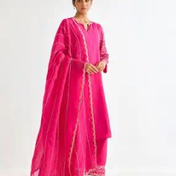 Women Striped Dupatta with Lace Border-picture-34