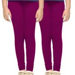 Pack of 2 Girls Cotton Elastane Stretch Slim Fit Leggings-picture-44