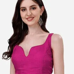 Women Silk Back Open Blouse-image-66