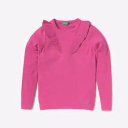 Round-Neck Top with Ruffled Overlay-picture-33
