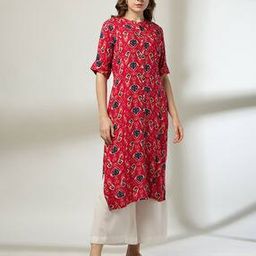 Women Ikat Print Straight Kurta-image-82