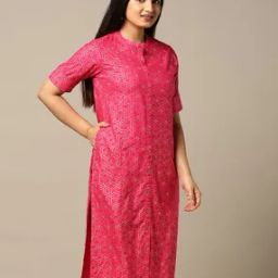 Women Geometric Print Round-Neck Straight Kurta-image-53