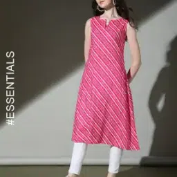 Women Leheriya Print A-Line Kurta-image-54