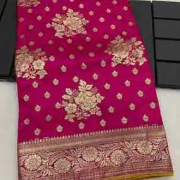Women Floral Woven Dola Silk Saree with Unstitched Blouse Piece -image-48