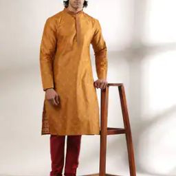 Printed Long Kurta with Embroidered Placket-image-72