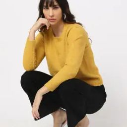 Slip-On Ribbed Hem Sweater-image-92