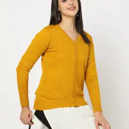 Pointelle-Knit V-Neck Cardigan-image-38