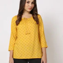 Printed Top with Neck Tie-Up-image-129