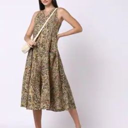 Block Print Sleeveless Dress with Oversized Pockets-image-68