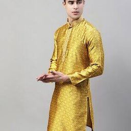 Embroidered Long Kurta with Mandarin Collar-50