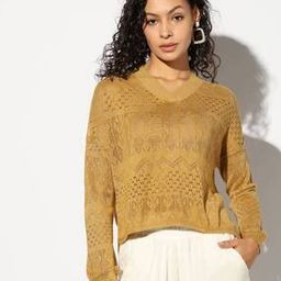 Patterned Regular Fit V-Neck Winter Top-2