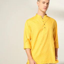 Dot-Dobby Short Kurta-image-12