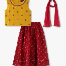 Girls Embroidered Lehenga Choli Set-image-33