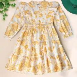 Girls Floral Print Fit and Flare Dress-image-36