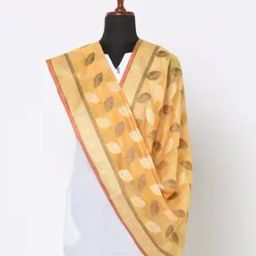 Leaf Woven Chanderi Dupatta-picture-0