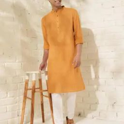 Men Fitted Long Kurta with Mandarin Collar-image-37