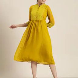 Women Embroidered Fit & Flare Dress-image-43