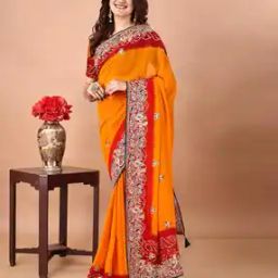 Women Bandhani Print Saree with Tassels-image-76