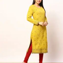 Women Straight Kurta with Woven Motifs-image-26