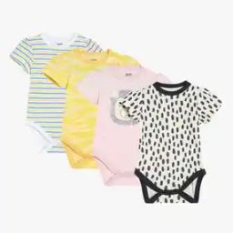 Infants Pack of 4 Printed Cotton Bodysuits-3