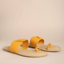 Basket-Weave Toe-Ring Flat Sandals-image-20