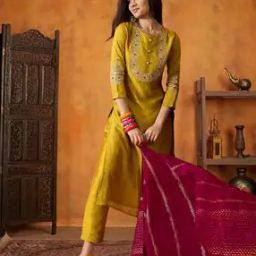 Women Embroidery Straight Kurta Set-image-75