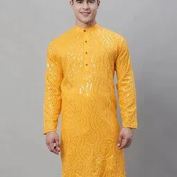 sojanya Embellished Band Collared Long Kurta-picture-12