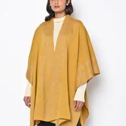 Geometric-Knit Cape with Asymmetrical Hem-34