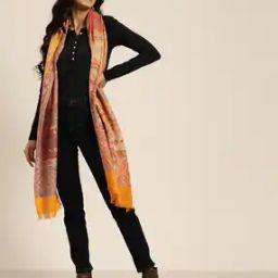 Paisley Woven Women Stole with Fringed Hem-image-95