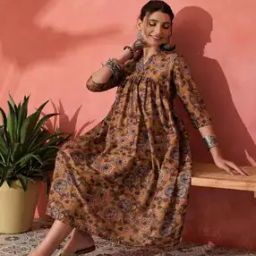 Women Floral Print Fit & Flared Dress-image-19
