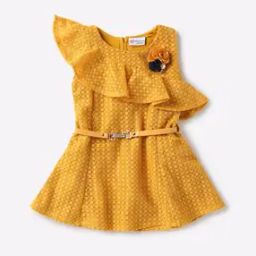 Sleeveless Lace Fit & Flare Dress with Ruffled Panel-image-91