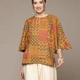 Relaxed Fit Geometric Print Round-Neck Tunic-image-40