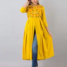 Embroidered Flared Kurta-image-12