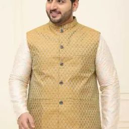 Men Floral Woven Regular Fit Nehru jacket-image-58