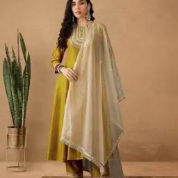 Women Embroidered Flared Kurta Set-image-93
