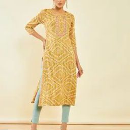Bandhani Print Round-Neck Straight Kurta-picture-27