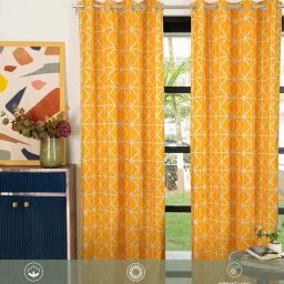 cortina eyelet curtain Set of 2 Printed Window Curtains image 1