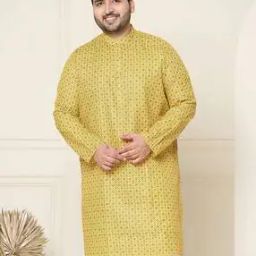 Men Floral Print Regular Fit Long Kurta with Mandarin Collar-42
