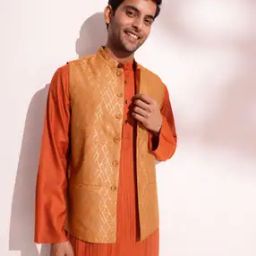 Men Regular Fit Printed Nehru Jacket-image-54