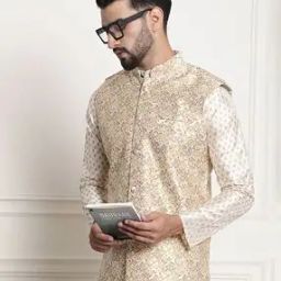 Floral Woven Nehru Jacket-23