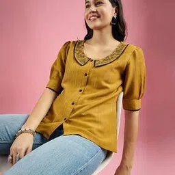  Women Regular Fit Peter Pan Collar Top-image-27