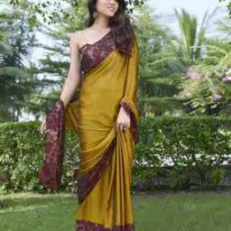 Geometric Print Chiffon Saree-image-64